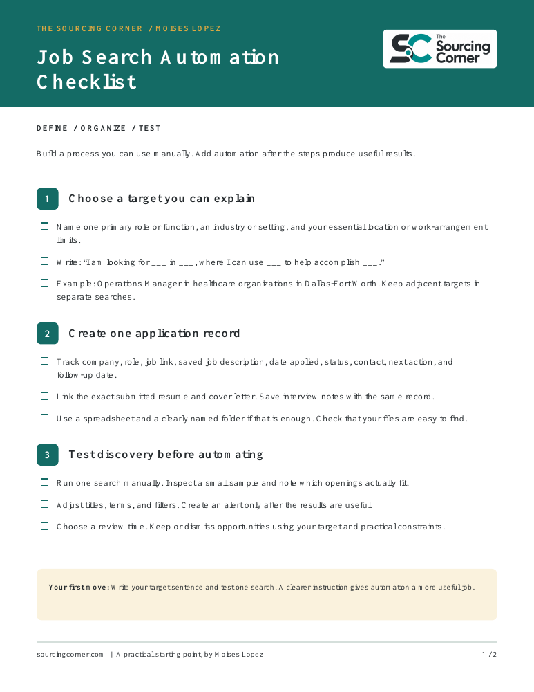 Preview of the Job Search Automation Checklist